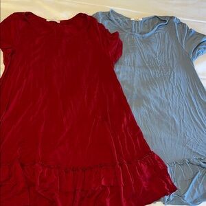 Red and Blue Ruffle Hem Dresses